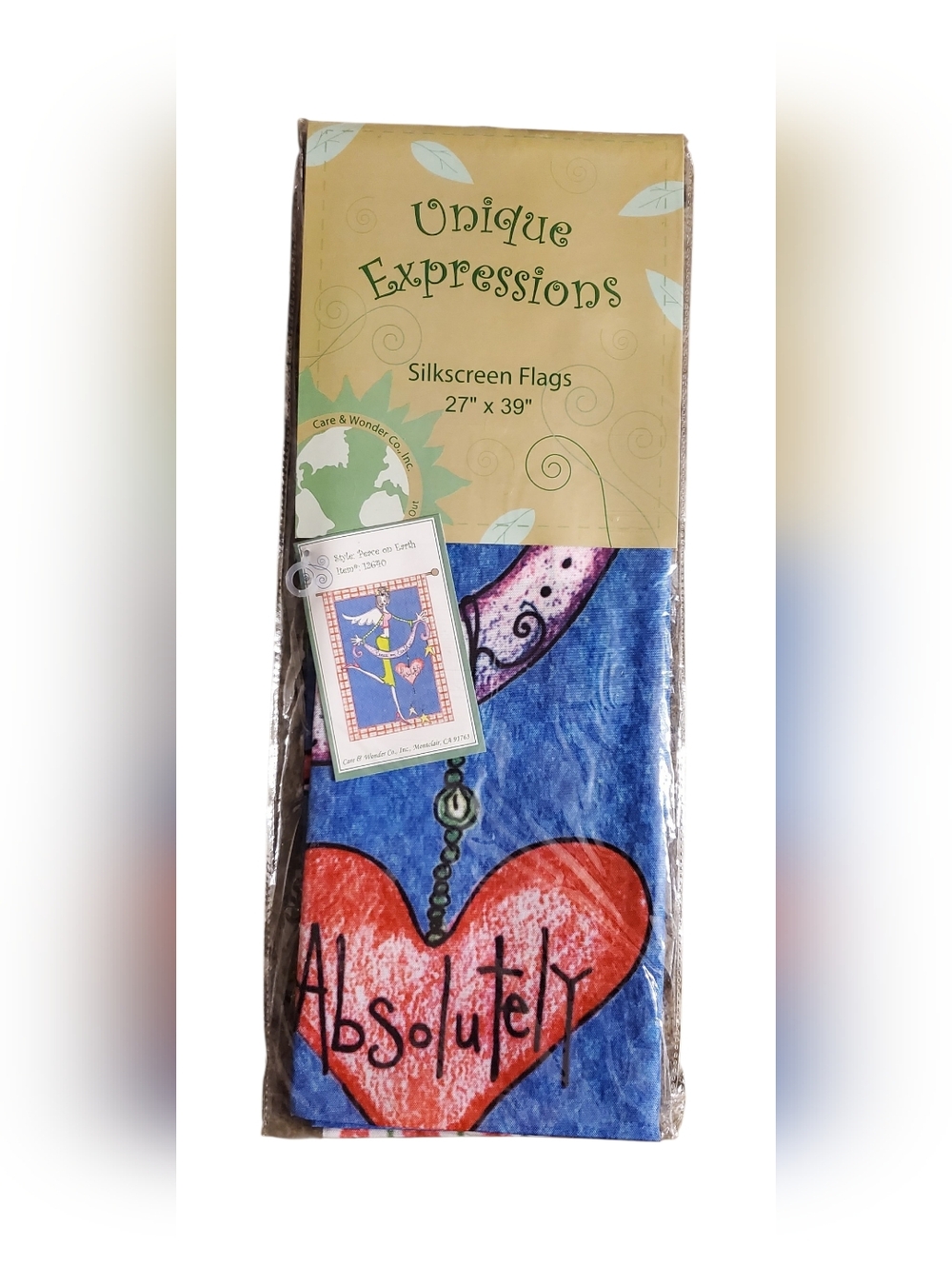 NWT Unique Expressions Silkscreen Garden Flag Decor 27" x 39" Peace On Earth